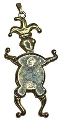 Mid-Century Articulating Rhinestone Jester Pendant Gold-Toned MCM