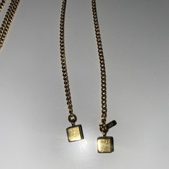 Monet Gold Tone Chain Necklace Cube Pedants Tie Style