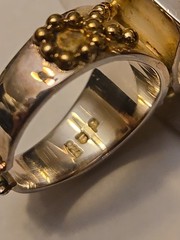 Horse ring figurative face band tiger eye size 7 sterling silver women