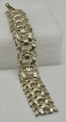 Vintage Coro Wide Linked Basket Weave Bracelet Gold-Tone Signed, Great Condition