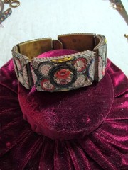 Vintage italian micro mosaic link bracelet 7 1/2 Inches X 7/8 Inch