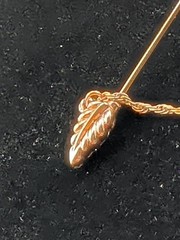 Vintage Gold Tone White Faux Pearl Double Sided Chain Drape Stick Hat Pin 2.5″