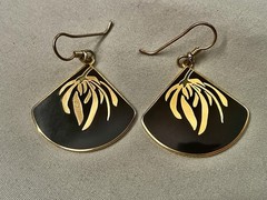 Vintage Laurel Burch Earrings Willow Branch Fan Dangle French Wires Scrapes Back