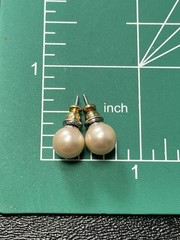Vintage 8mm Champagne Faux Pearl Stud Earrings