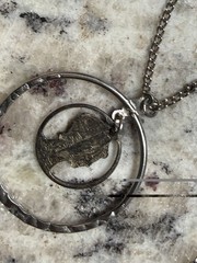 1937 Cutout Mercury Dime Swinging Pendant Necklace Vintage Jewelry