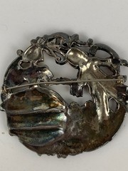 Enameled Brooch Made of Pewter 62 x 67 mm it look European N669