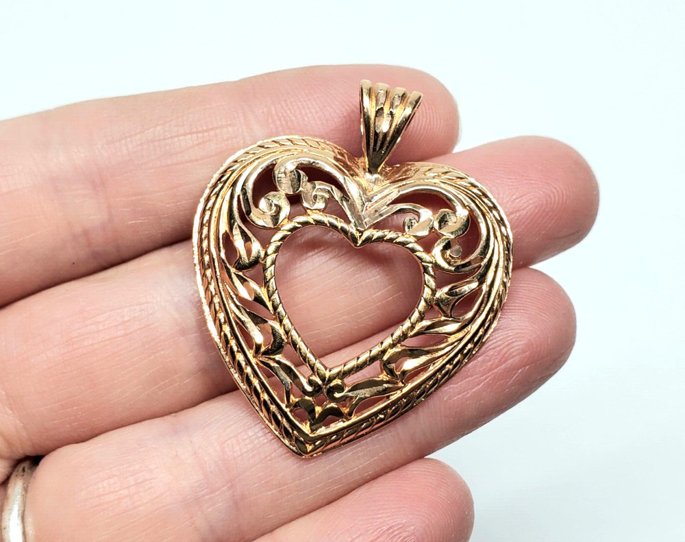 DAVID SIGAL 925 Silver Rose Gold Plated Open Swirl Love Heart Pendant PT4024