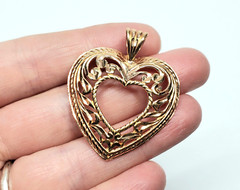 DAVID SIGAL 925 Silver Rose Gold Plated Open Swirl Love Heart Pendant PT4024