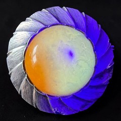 ORNO Baltic Amber Brooch 800 Silver Polish Modernist Pin Mid Century Warsaw