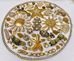 Lot Vintage & Modern Jewelry Parts Broken Repurpose Craft Rhinestones Harvest A