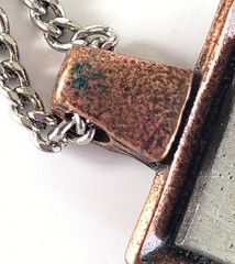 Vintage Skier Skiing Copper Silver Tone Pendant Necklace 18″ Spring Ring