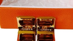 Hermès Cloisonné Enamel Womens Gold-Tone Luxury Fashion Clip On Earrings