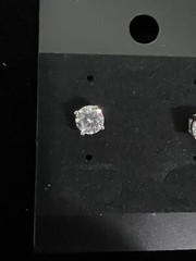 Vintage Clear 5mm Crystal Earrings Solitaire Pierced Studs 4-Prong Silvertone *