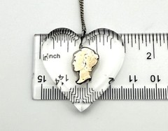 Vintage Mercury Dime Lucite Heart Necklace Sterling Silver 18” Chain Sweetheart