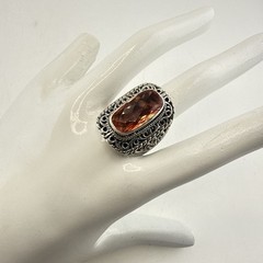 Sarda Sterling Silver Ring Melon Quartz Pebbled Sz 9 JTV Caviar Bali 925