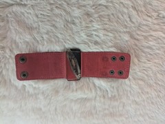 Vintage Red Leather Braclet Glass Center Stone Snap Closure Size OSFM
