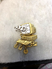 Vtg Danecraft silver gold tone Computer 2000 charm Pin