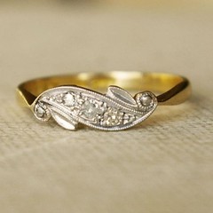Art Deco Style Round Cut Lab Created Diamond 14K Yellow Gold FN Engagement Ring