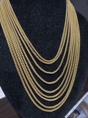 ANTIQUE NOUVEAU GOLD TONE 9 MULTI-STRAND LAYERED NECKLACE TINY BOOK LINKS 88g