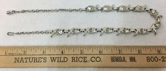 Necklace Collar Rhinestone Stone Leaf Leaves Silver Tone Metal Vintage 17″
