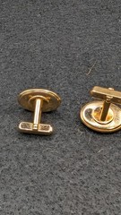 Anson Vintage Flex-Let Quality USA Cufflinks Gold Tone With Glass Stone Clear