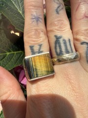 Vintage Sterling Silver Tiger’s Eye Men’s Ring Size 10.25 Mexico Stamped 18 g