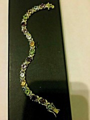 Vintage 925 Sterling Silver FAS/Gemstone Tennis Bracelet – 7″