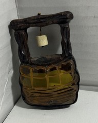 VTG Wishing Well Brooch Hand Carved Solid Wood With Hanging Bucket lucite Bricks
