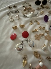 Lot of 50 Pair Vintage Costume Clip On Earrings Various Sizes & Shapes