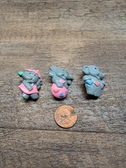 Vintage Retro Resin Pin Back Brooch Small Baby Elephant Set Of 3