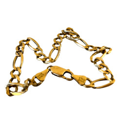 OTC Vintage Italy 14K Gold Figaro Link Chain 9″ Bracelet 9.6 grams Signed