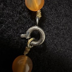 Vintage Orange Carnelian & Crystal Bead Choker Necklace Sterling Clasp Graduated