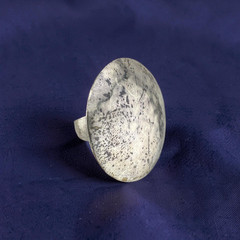 Vintage Suzanne St. Claire Sterling Silver Hammered Disc Ring Size 7.5