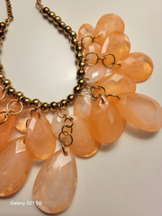 Vintage Beaded Chunky Acrylic Statement Beaded Necklace Earrings