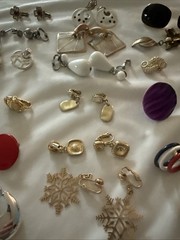 Lot of 50 Pair Vintage Costume Clip On Earrings Various Sizes & Shapes