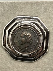 Vintage Costume Fashion Jewlery Silver tone Faux Roman Coin Clip-on Earrings