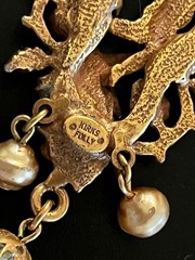 Vintage Kirks Folly Cherub Stars Crescent Moon Angel AB Crystals Necklace 16-20″