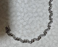Tennis Bracelet, Vintage, Silvertone & Clear Crystals, Open Box Clasp, 7 Inches