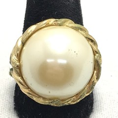 Vintage 18K GE Plated Signed A Faux Pearl Ring varied sizes