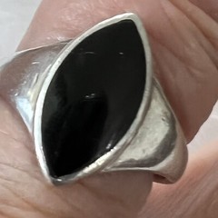 ONYX 0.925 Sterling Silver VINTAGE 5/8″ MEN’S BAND UNISEX RING size 8.50