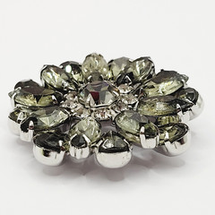 Possible D&E Juliana Green Smoky Navette Rhinestone Starburst Brooch Unsigned