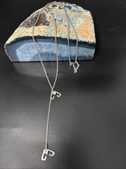 Vintage Sterling Silver Y Necklace Charm Holder Chain Casual Signed 8gram 26”