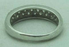 LOVELY ESTATE CHAPAL-ZENRAY 3-ROW WHITE STONE STERLING SILVER BAND RING, SZ 6.75