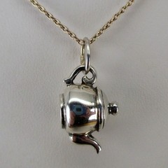 Vintage GRANDMA’S TEAPOT Charm for Bracelet STERLING SILVER Brown County NEW