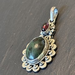 Statement Sterling Silver Designer Jade Pendant Vintage Elaborate 13g 9h
