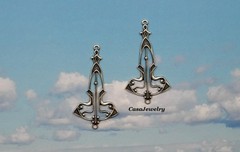 #0500 ANTIQUED .925 STERLING SILVER PLATED DROP W/2 HANG RINGS – 2 Pcs