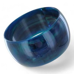 Italy Peacock Blue Green Wide Marbled Bangle Bracelet Ladies Standard Size