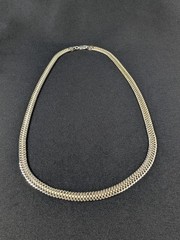 925 Italy Two-Tone Wide Double Curb Link Necklace 18” 18.45g 5.7mm