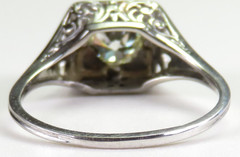 Antique Art Deco European Diamond 18KW/Y Engagement Ring Size 7.25 UK-O EGL USA