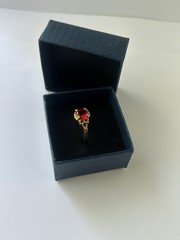 Vintage Red Cubic Zirconia Ring Gold Plated Womens Size 10